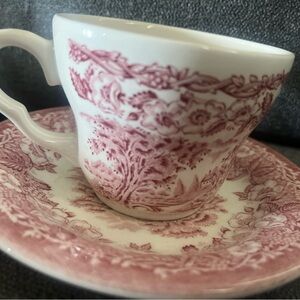 Vintage Pink Floral Teacup and Saucer